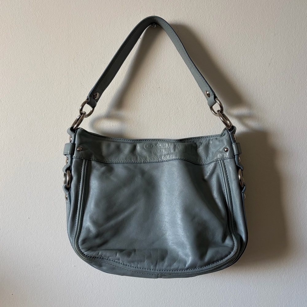 Vintage leather baby blue coach purse